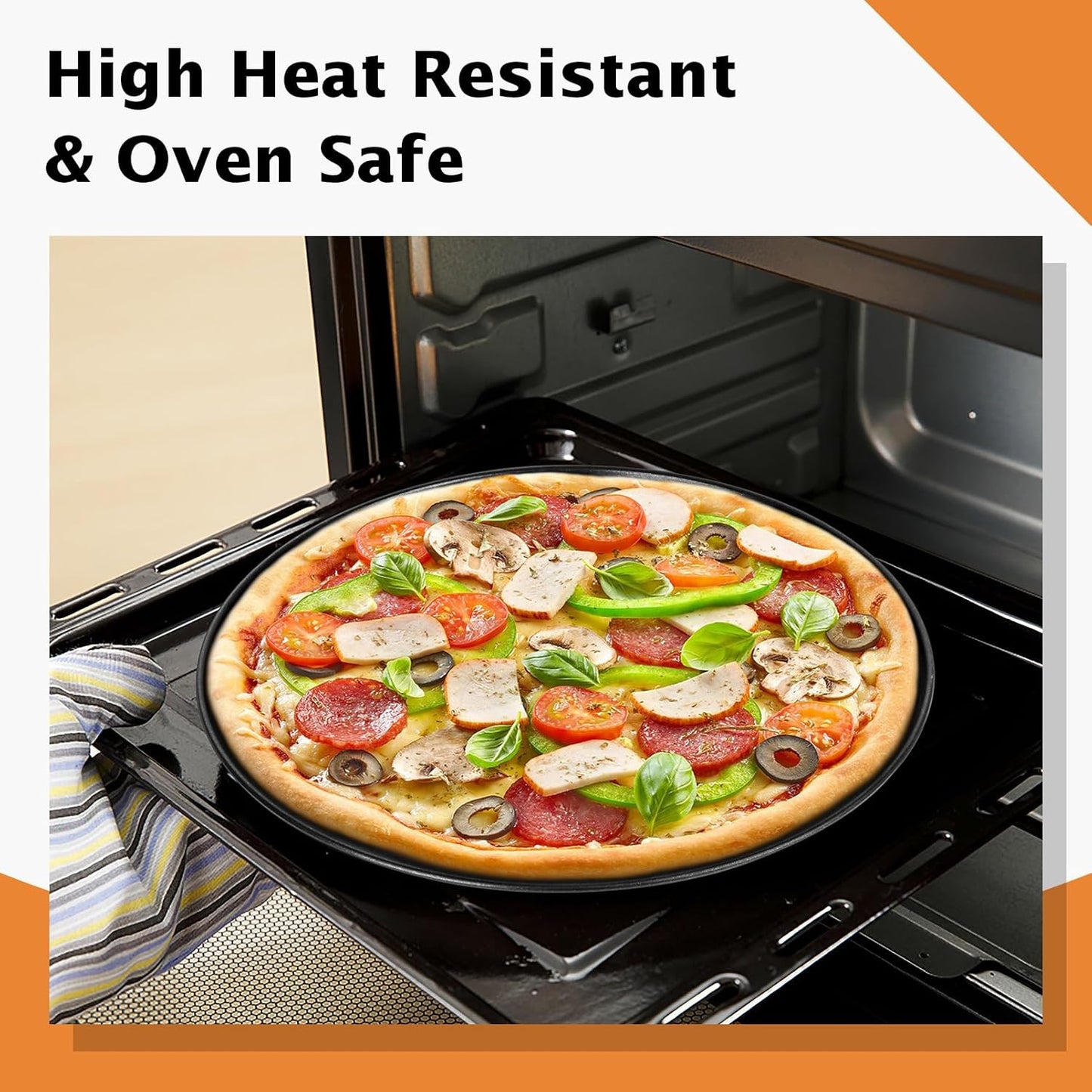 TeamFar Pizza Pan, 12Inch Pizza Tray Round Baking Pans with Stainless Steel Core & Non-stick Coating, for Roasting Cooking, Toxic Free – Set of 4