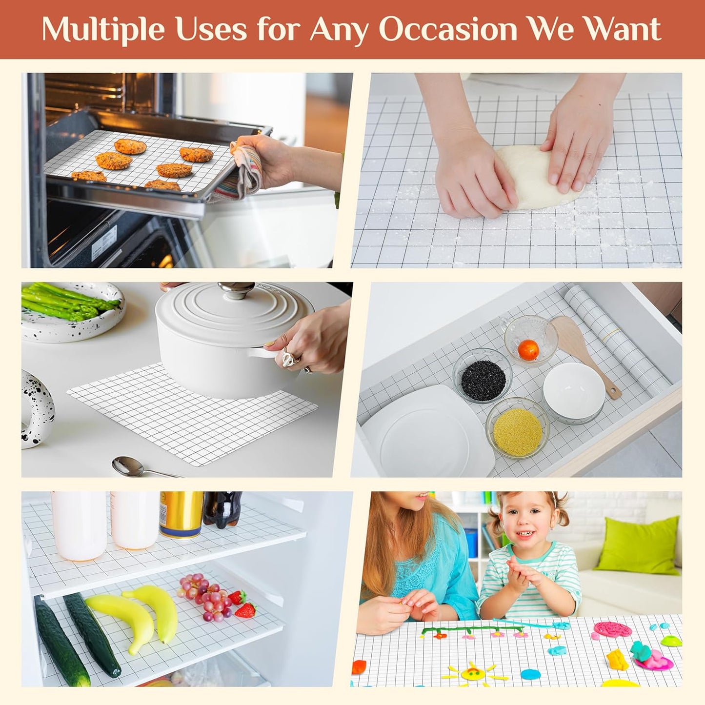 Silicone Baking Mat, 12 IN x 10 FT Free Cutting Baking Sheet,Non-Stick Reusable Dough & Pastry Mat,Non-Slip Silicone Mat Roll for Air Fryer Liner,Freeze Dryer,Oven Baking Pan,Kitchen Counter