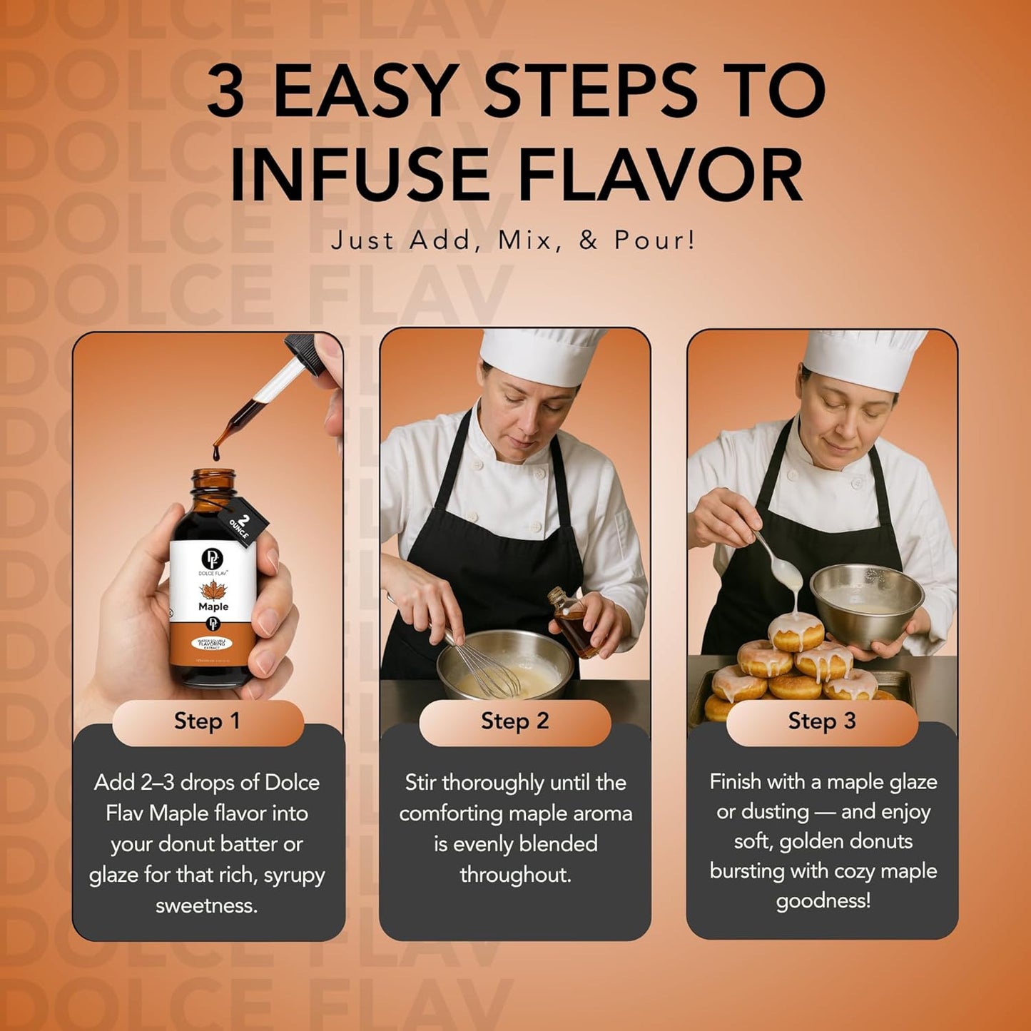 Dolce Flav Maple Extract - 2 Ounce Water-Soluble Multipurpose Flavoring Ideal for Baked Goods, Beverages, Coffee, Desserts & Ice Cream - Perfect Kitchen Gift for Holidays