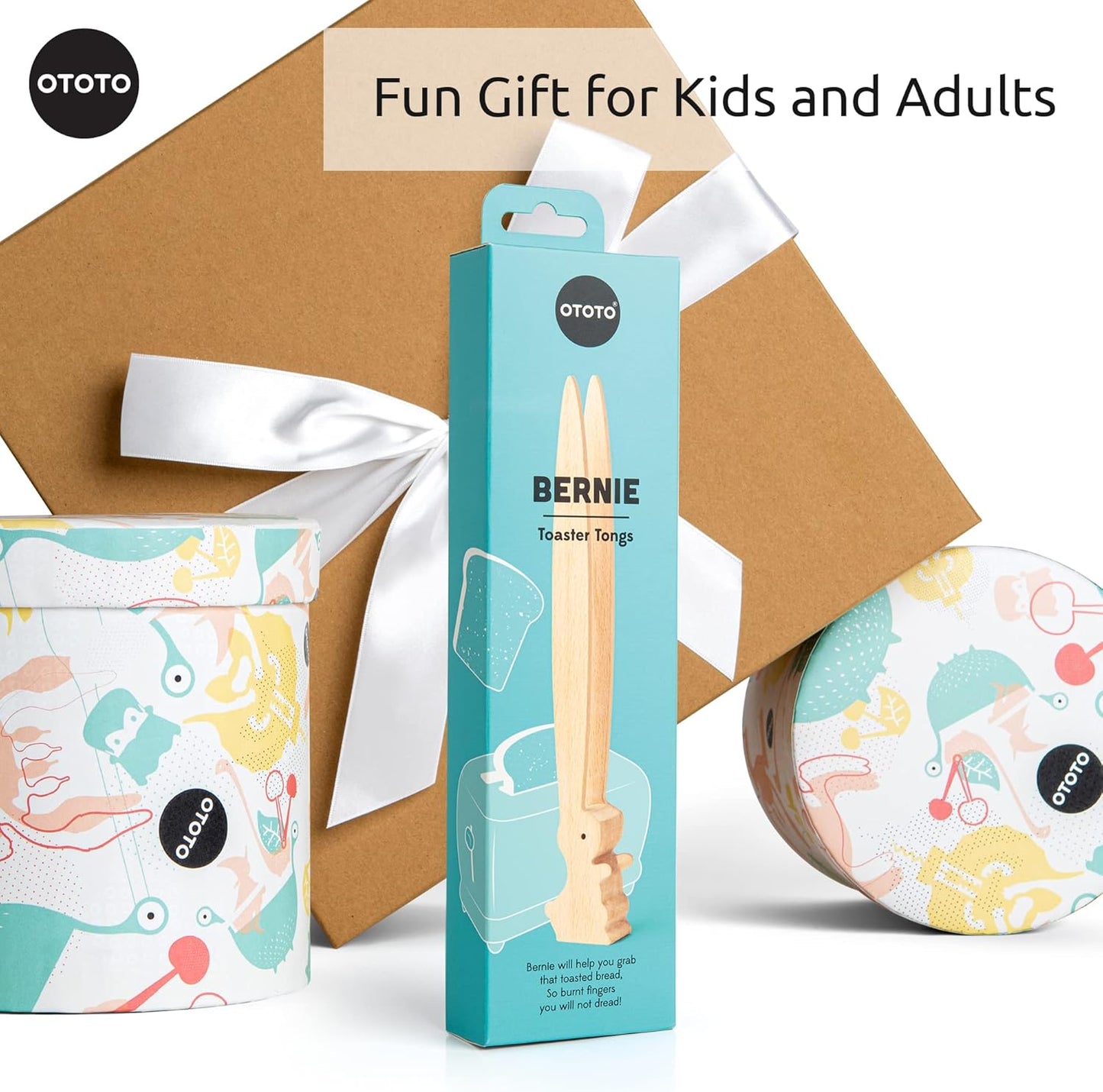 OTOTO Bernie Bunny Toaster Tongs - Rabbit Toast Tongs, Wooden Tongs for Toaster, Wooden Toaster Tongs - Multipurpose Mini Tongs for Appetizers, Wood Utensils & Cute Kitchen Gadgets