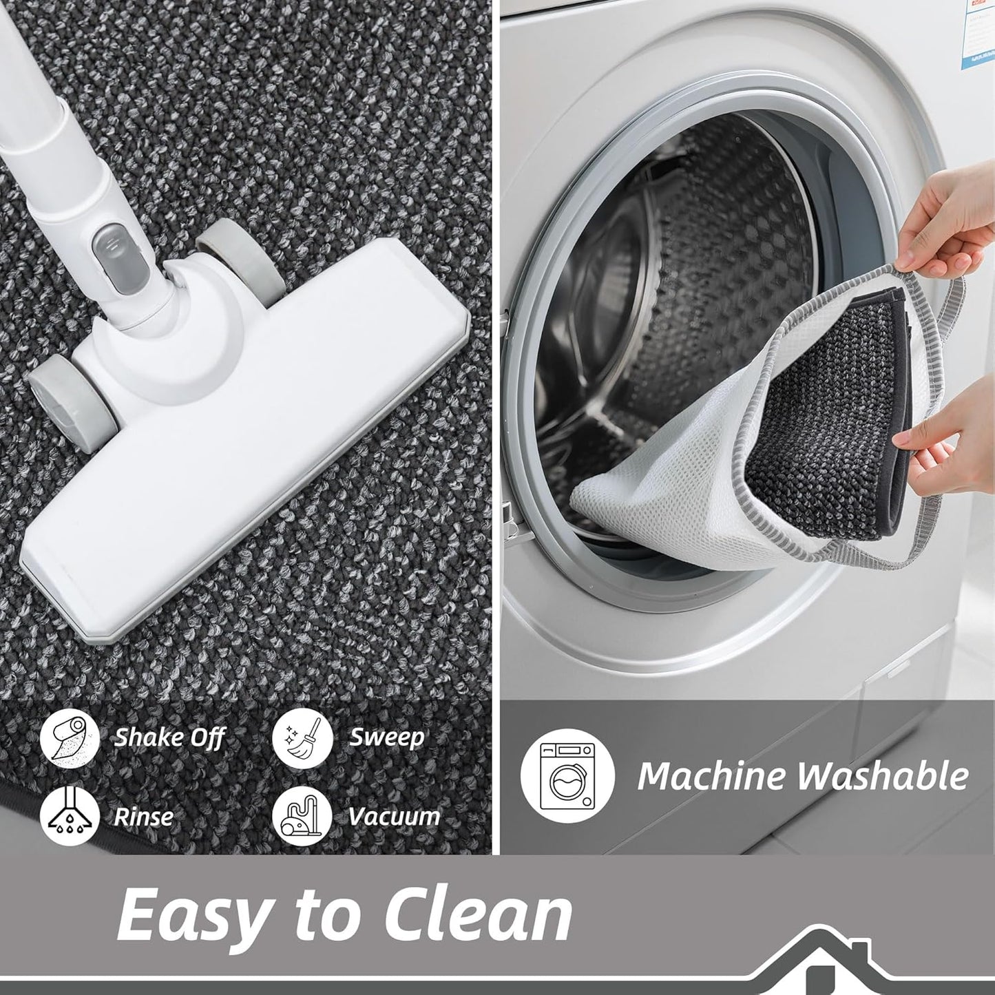 BEQHAUSE Kitchen Rugs 24"x36", Non-Slip Kitchen Mats for Floor, Super Absorbent and Stain Resistant Kitchen Rugs, Machine Washable Rugs for Kitchen, Hallway, Laundry & Sink, Charcoal