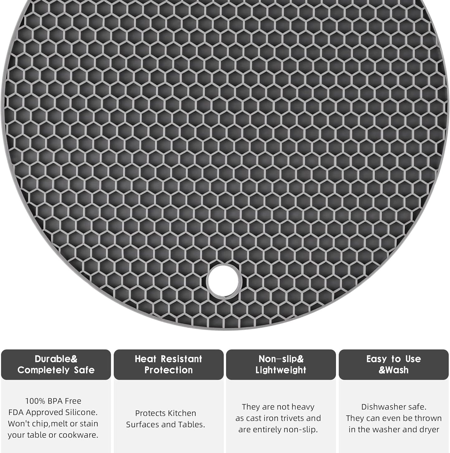 Trivets for Hot Dishes, Silicone Pot Holders for Tabletop, Trivet Mat Hot Pads for Kitchen, Trivets for Hot Pots and Pans, Heat Resistant Mats for Quartz Countertop Hot Pad Mat Set 4 Burgundy