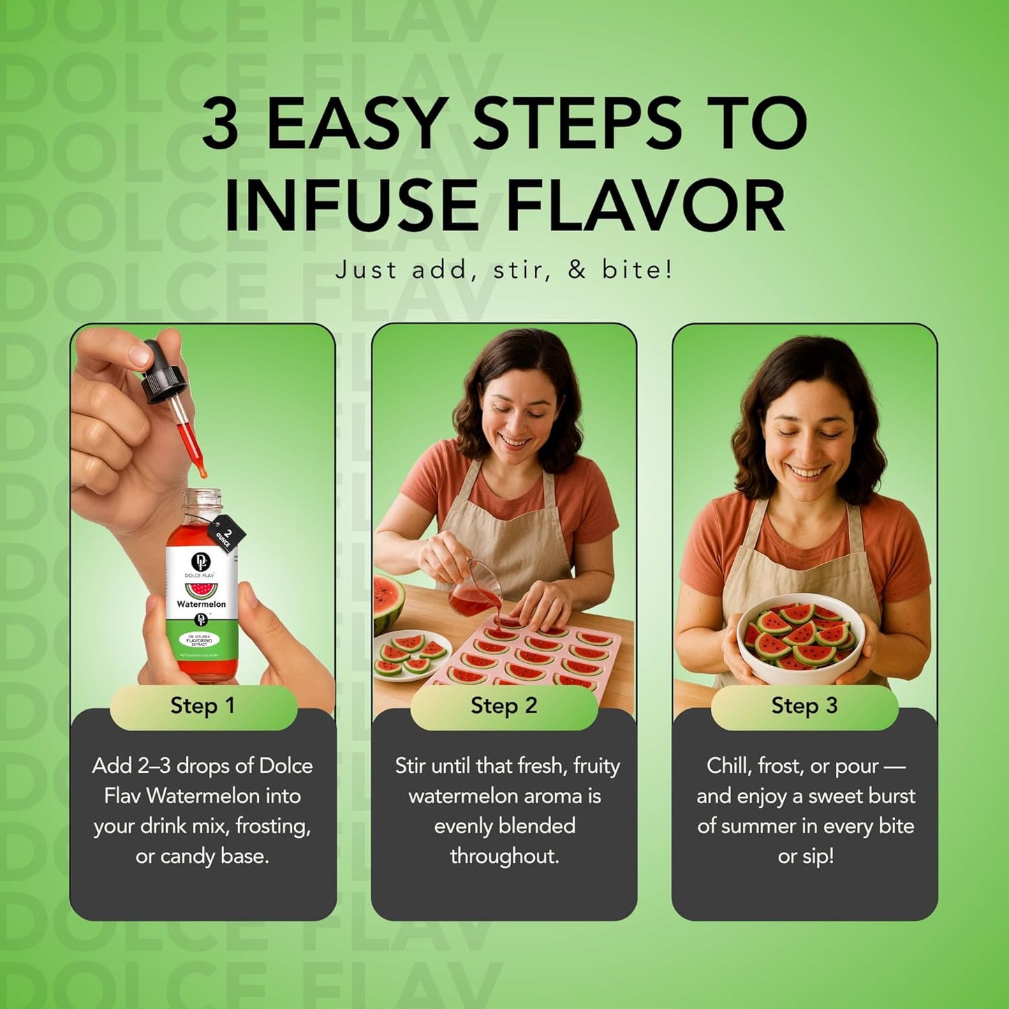 Dolce Flav Watermelon Extract 8 oz – Kosher, Sugar-Free, Concentrated Juicy Watermelon Flavoring for Baking, Chocolates & Desserts, Includes Measured Dropper