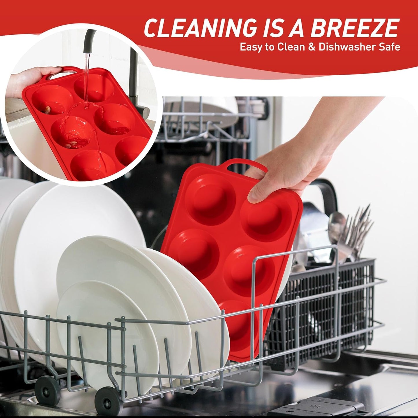 2 Packs 6 Cups Silicone Muffin Pan with Metal Reinforced Frame Jumbo Size Cupcake Pan Tray Egg Bites Silicone Circle Cookie Molds Muffin Tin Tart Pans Large Big Baking Sheet Set for Breakfast