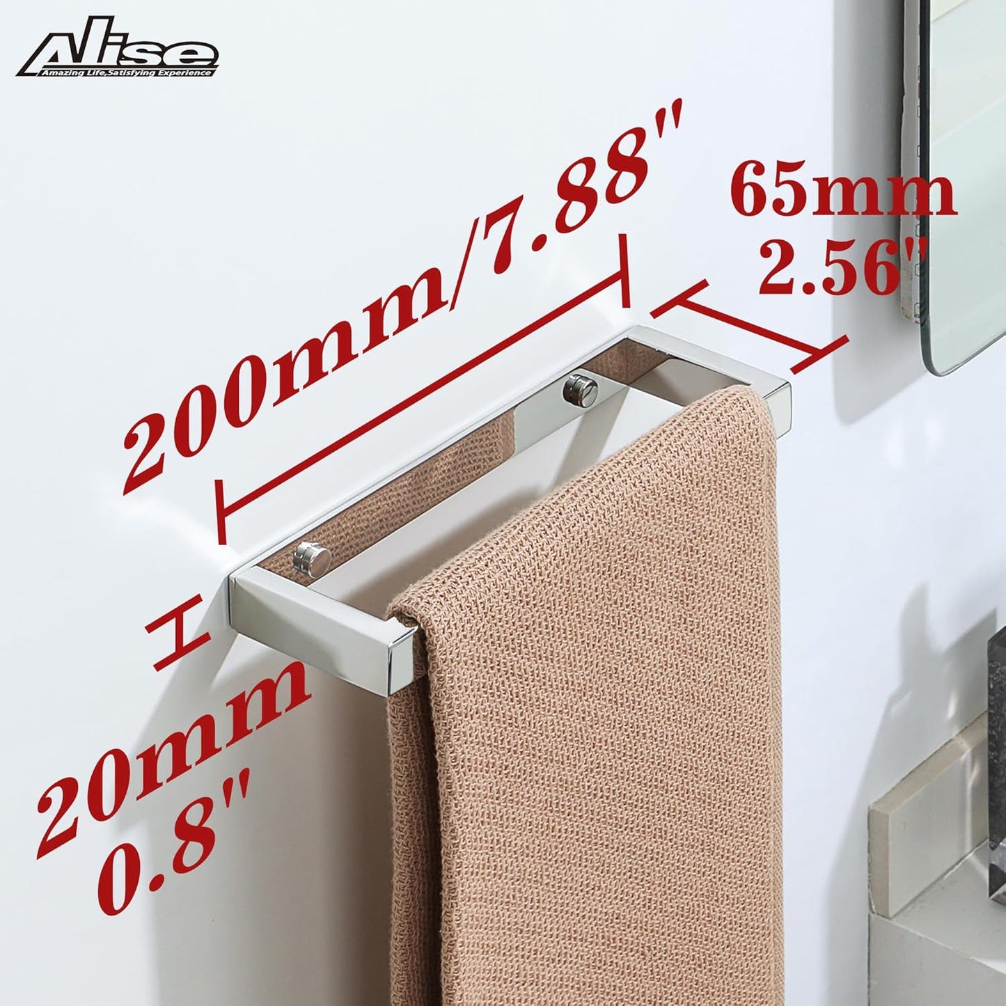 Alise Bath Towel Bar,Wall Mount Towel Holder Towel Rack Towel Hanger for Bathroom Lavatory,8 Inch SUS304 Stainless Steel Towel Rail,Polished Chrome GJF020-C