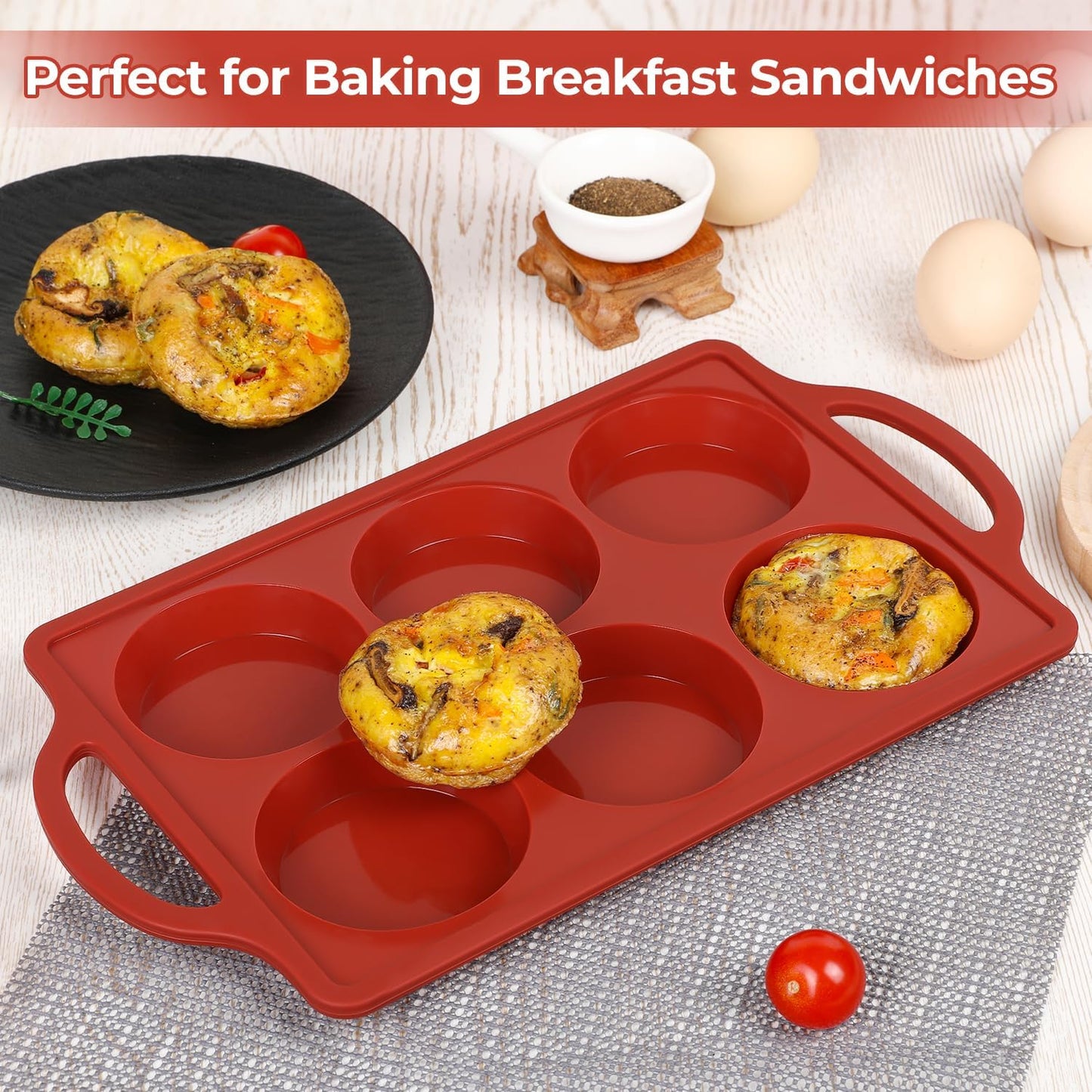 CAKETIME Muffin Top Pan Non Stick, 3 Inch Metal Frame Round Egg Baking Pan for Oven English Muffins, Whoopie Pies, Corn Bread, Egg Bites, Breakfast Sandwiches Tarts 3 Pack Brown