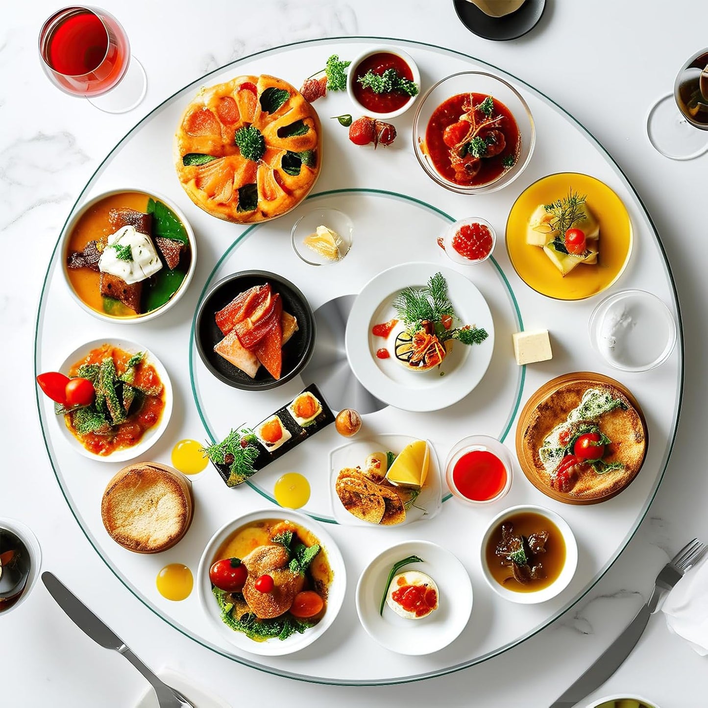 23'' Glass Lazy Susan Turntable Dining Table, 360 ° Round Dinner Plate Rotating Tray Transparent Dinner Plate, Silent and Smooth Rotation of The Dinner Plate (23inch/60cm)