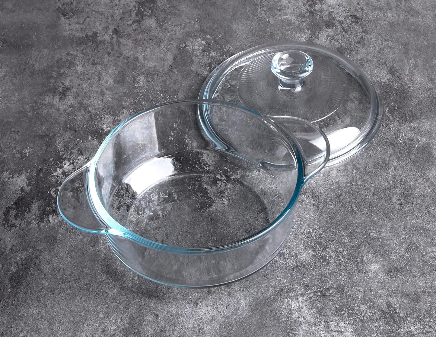 Clear Round Glass Casserole with Lid, Baking Dish with Glass Cover, Oven, Freezer and Dishwasher Safe (1-Quart Round)