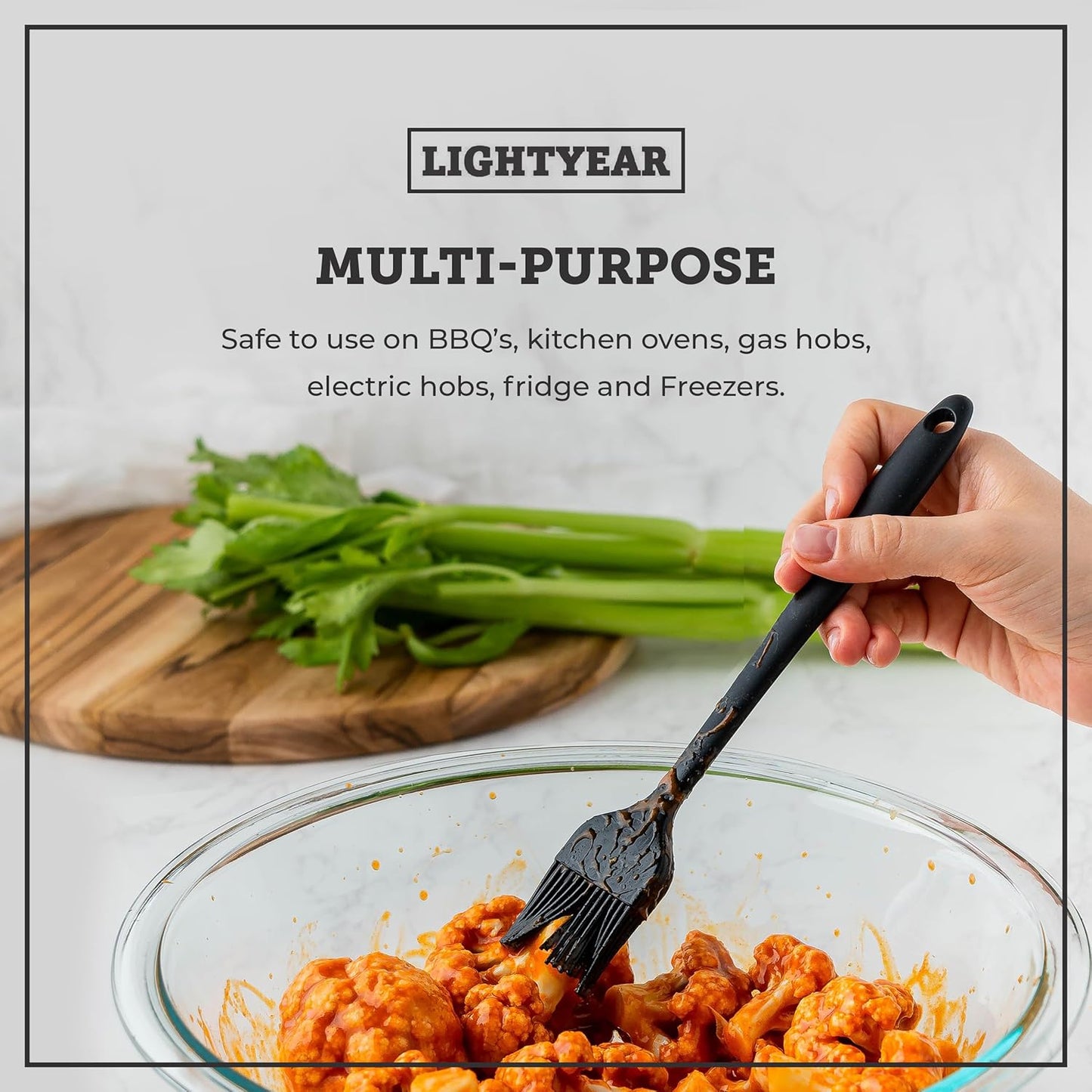 Lightyear Silicone Basting Pastry Brush Set (2 Pcs) ❘ 450°F Heat Resistant Oil Brush for Your Kitchen - Ideal For BBQ’s, Baking & Cooking | 100% Food Grade Silicone - BPA Free & Dishwasher Safe (Red)