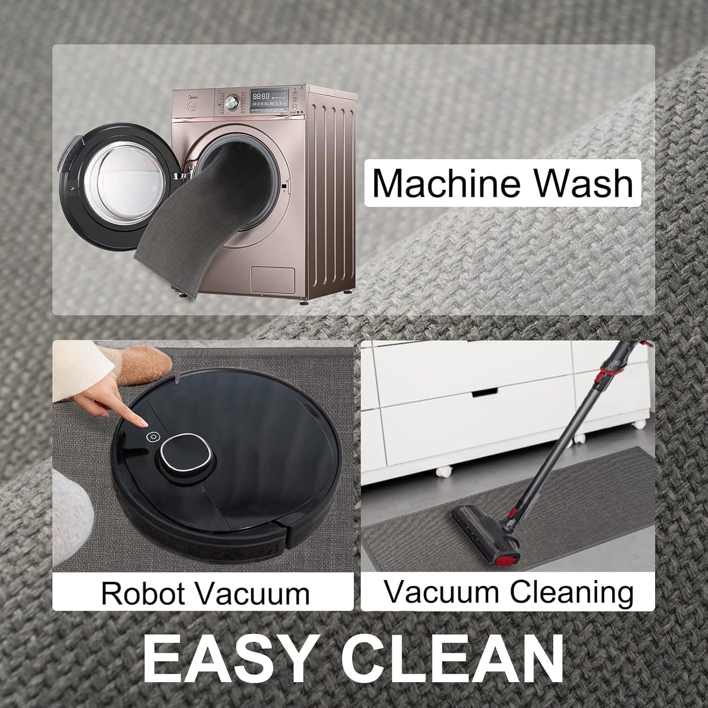 Fan Shaped Kitchen Mat 1 PCS, Cushioned Non Slip Rugs for Kitchen Floor, Absorbent Runner Comfort Standing Mats Washable for Kitchen, Office, Home (Grey, Radius 47")