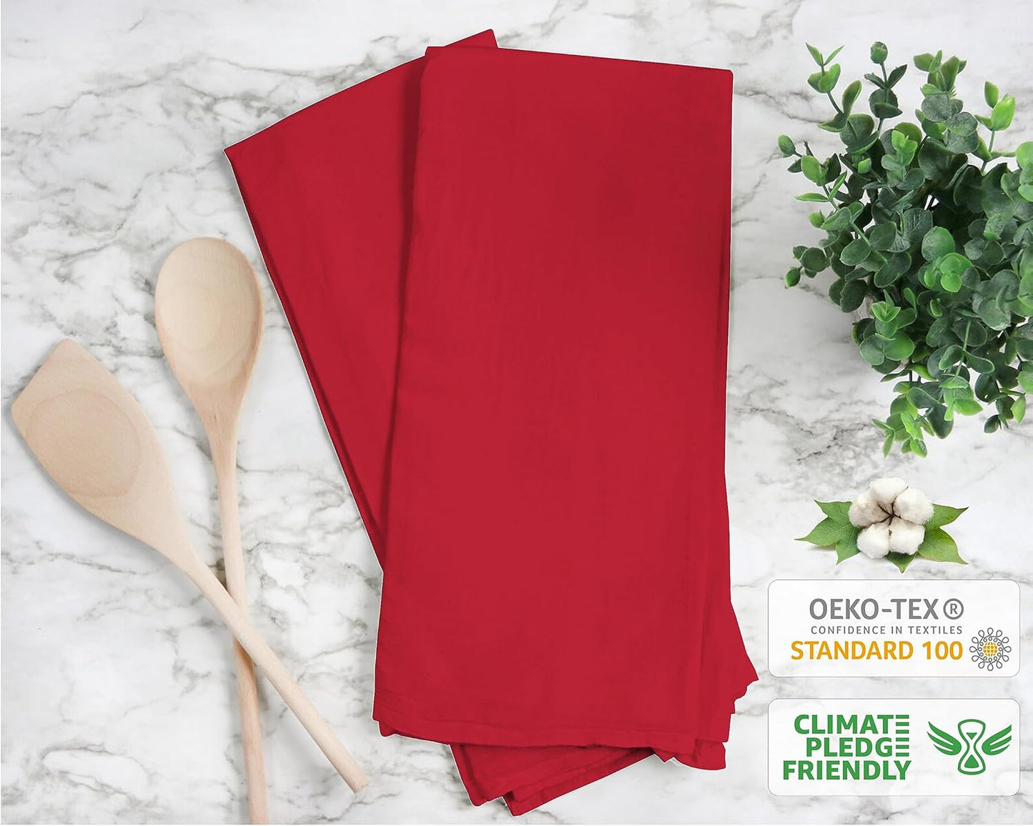 RUVANTI Flour Sack Towels 36 Pack 28x28 Inch, 100% Cotton Tea Towel, Reusable, Machine Washable, Absorbent BarTowels - Dish Cloth Perfect for Drying Dishes & Cleaning - Red