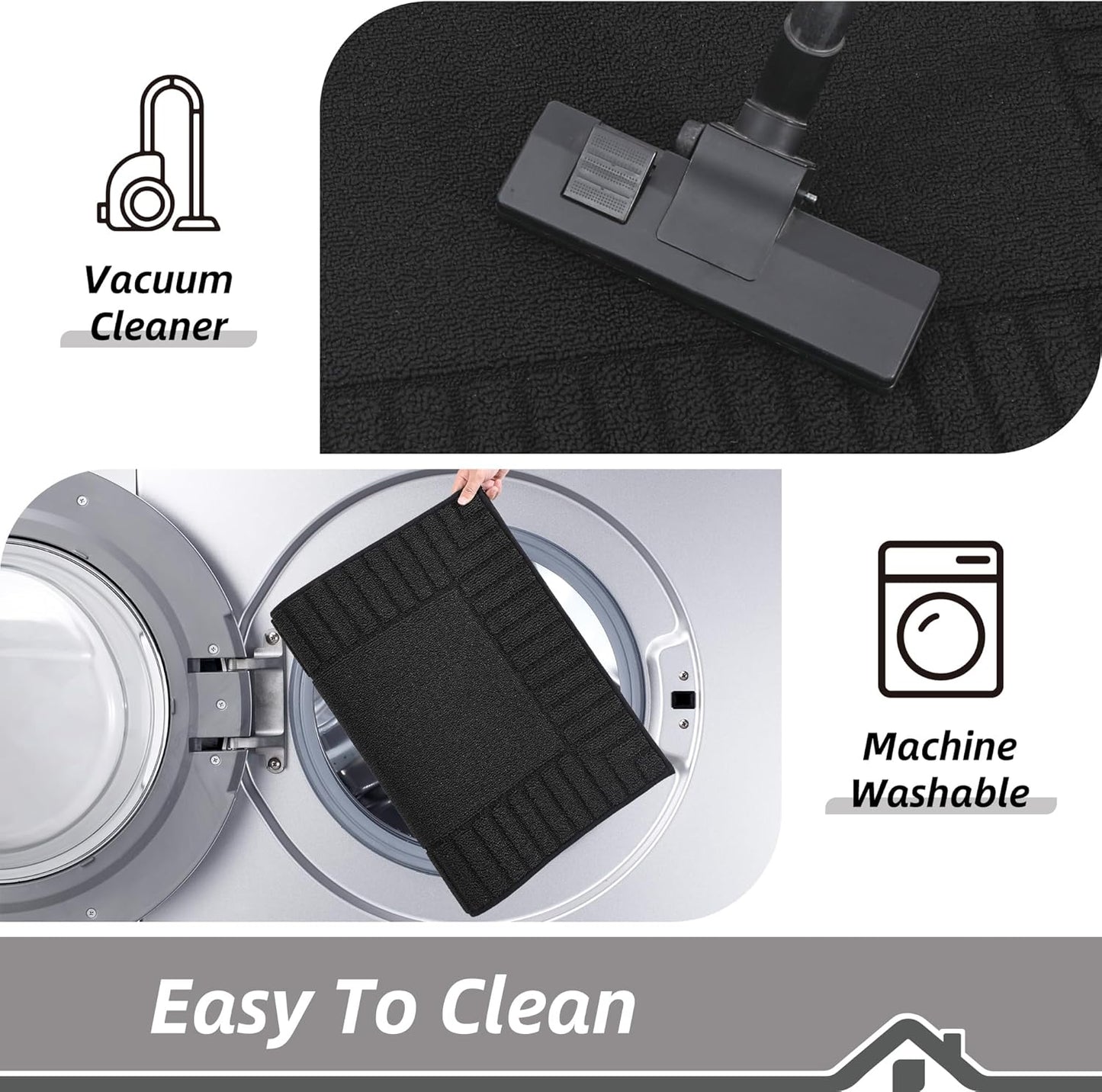 BEQHAUSE-Kitchen-Rugs-and-Mats Non Slip Kitchen Runner Rug Absorbent Kitchen Mats for Floor Machine Washable Kitchens Floormat,Black 24x60inch