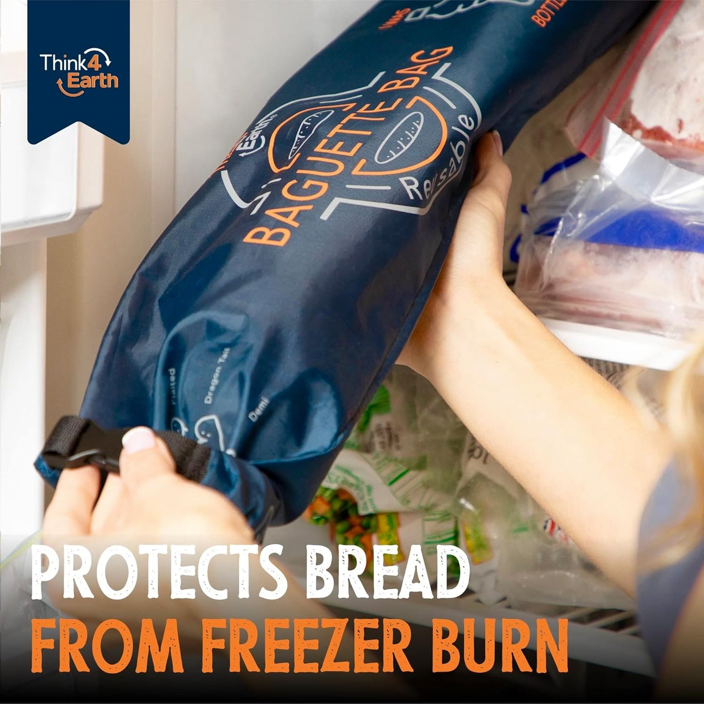 THINK4EARTH® - Large Bread and Baguette Bags (Dark Blue, Baguette Bag)