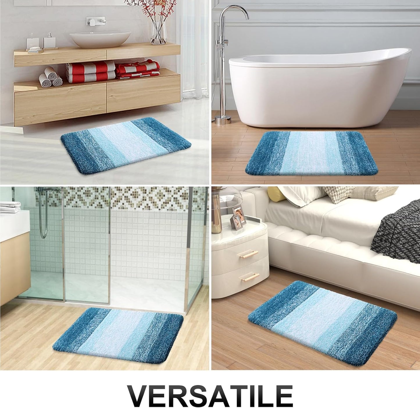 OLANLY Bathroom Runner Rugs 47x17, Extra Soft Absorbent Microfiber Bath Rugs, Rubber Backing, Quick Dry, Washable Bath Mats for Bathroom Floor, Tub and Shower, Home Decor Accessories, Peacock Blue