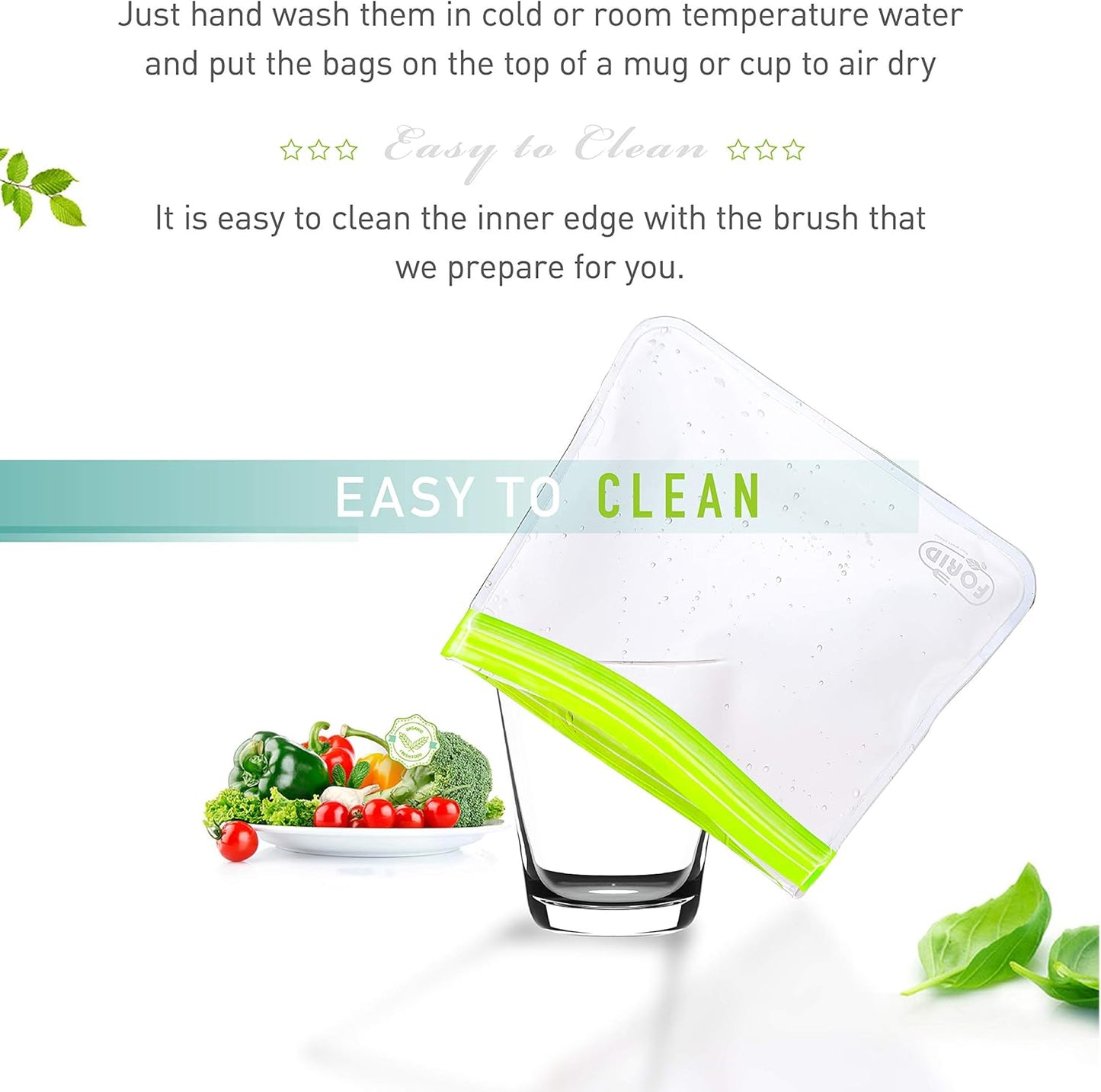 FORID Reusable Gallon Freezer Bags, 6 Pack Leakproof Extra Thick 1 Gallon Bags for Marinate Food & Fruit Cereal Sandwich Snack Meal Prep Travel Items Home Organization Storage