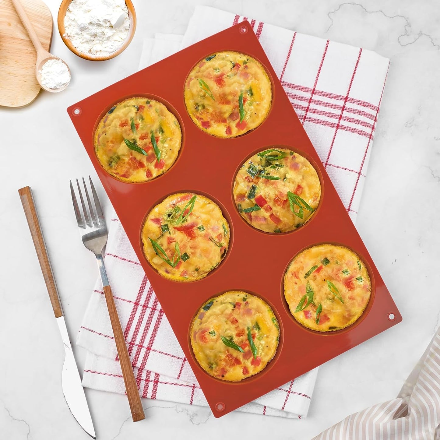 Silicone Muffin Top Pans, 3 Inches Non-Stick Egg Molds for Breakfast Sandwiches Round Molds for Baking Egg Bites, English Muffins, Tarts, Whoopie Pies, 2 Pack, 6 Cavity