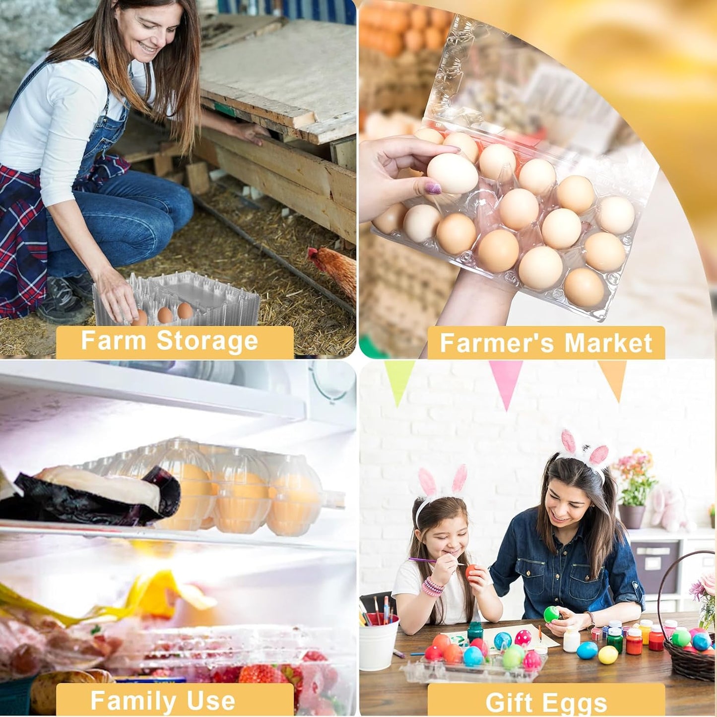 Egg Cartons 18 Count - 40 Pack Egg Cartons Cheap Bulk - 3x6 Grids Plastic Egg Carton for Fresh Eggs, Home, Farmers Market (Medium)