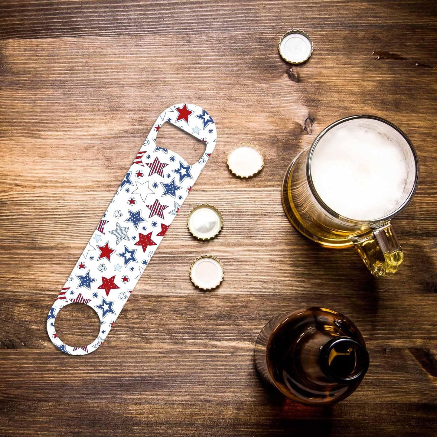 Doodle Stars Stainless Steel Bottle Opener Cartoon Xmas Decoration Christmas Vintage Flat Beer Bottle Opener Keychain for Home Kitchen Bar Restaurant Party Birthday Gift