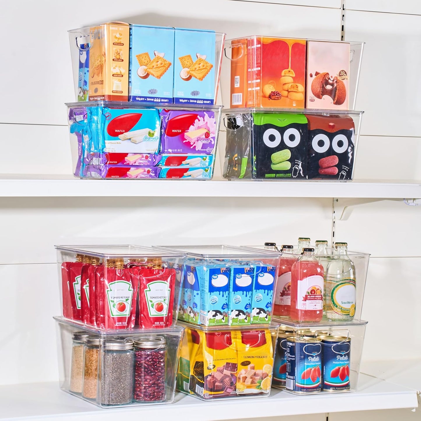 theaoo Clear Storage Bins with Lids Stackable - Large Plastic Containers for Pantry Organization and Storage - Perfect for Kitchen,Fridge,Laundry Room,Bathroom,Garage,Closet,Cabinet Organizer - 6 Pack