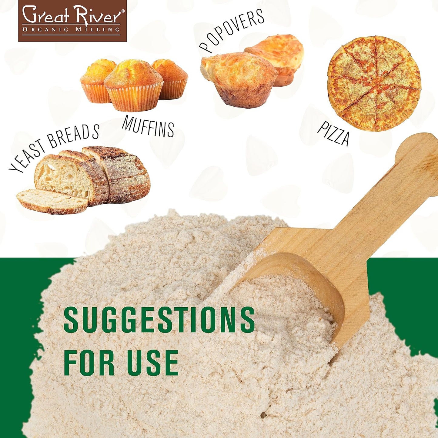 Great River Organic Milling Organic Unbleached Wheat Bread Flour | Artisan Bread Flour for Baking | Multi-Purpose Wheat, Unbromated, Non-GMO, Kosher | 25 Lb (Pack Of 1)