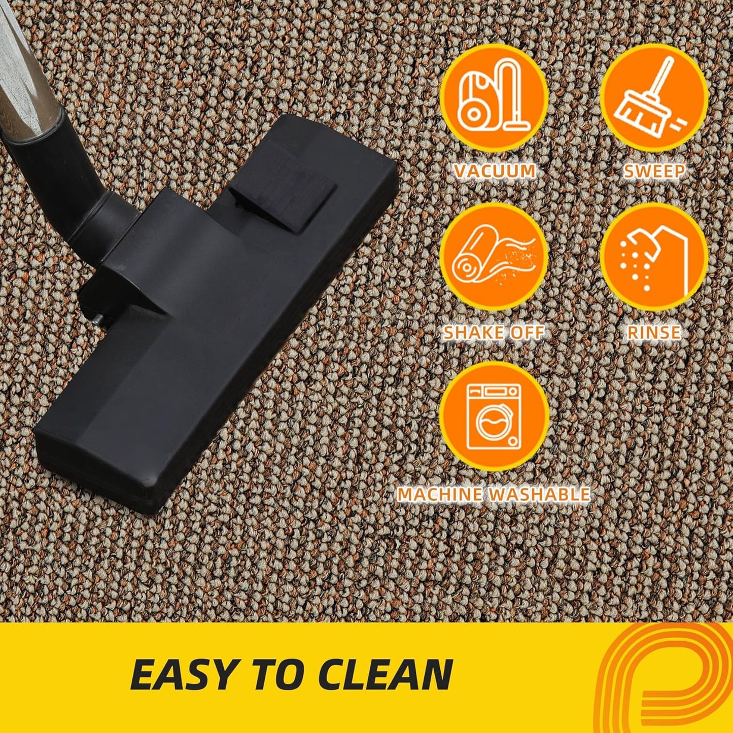 JSEI Dirt Trapper Door Mat 32"x48" Non-Slip Washable Entrance Mat, Dog Doormats, Absorbent & Fade-Resistant Floor Mats, Low Profile Welcome Mats for Entryway, Front Door, and Inside Entrance, Beige