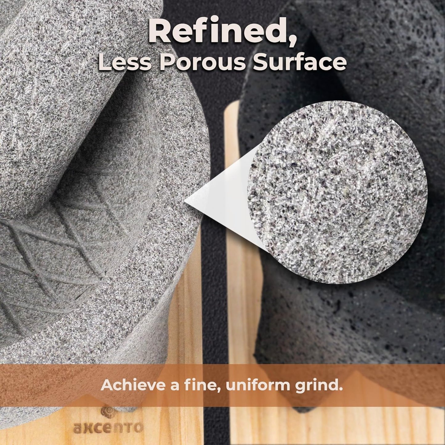 The Authentic Molcajete Mexicano Made of Lava Volcanic Rock, Set with Mortar, Pestle and Cutting Board Included - Large Molcajete 8-Inch, Molcajete de Piedra VolcƔnica with Less Porous Finish (Grey)