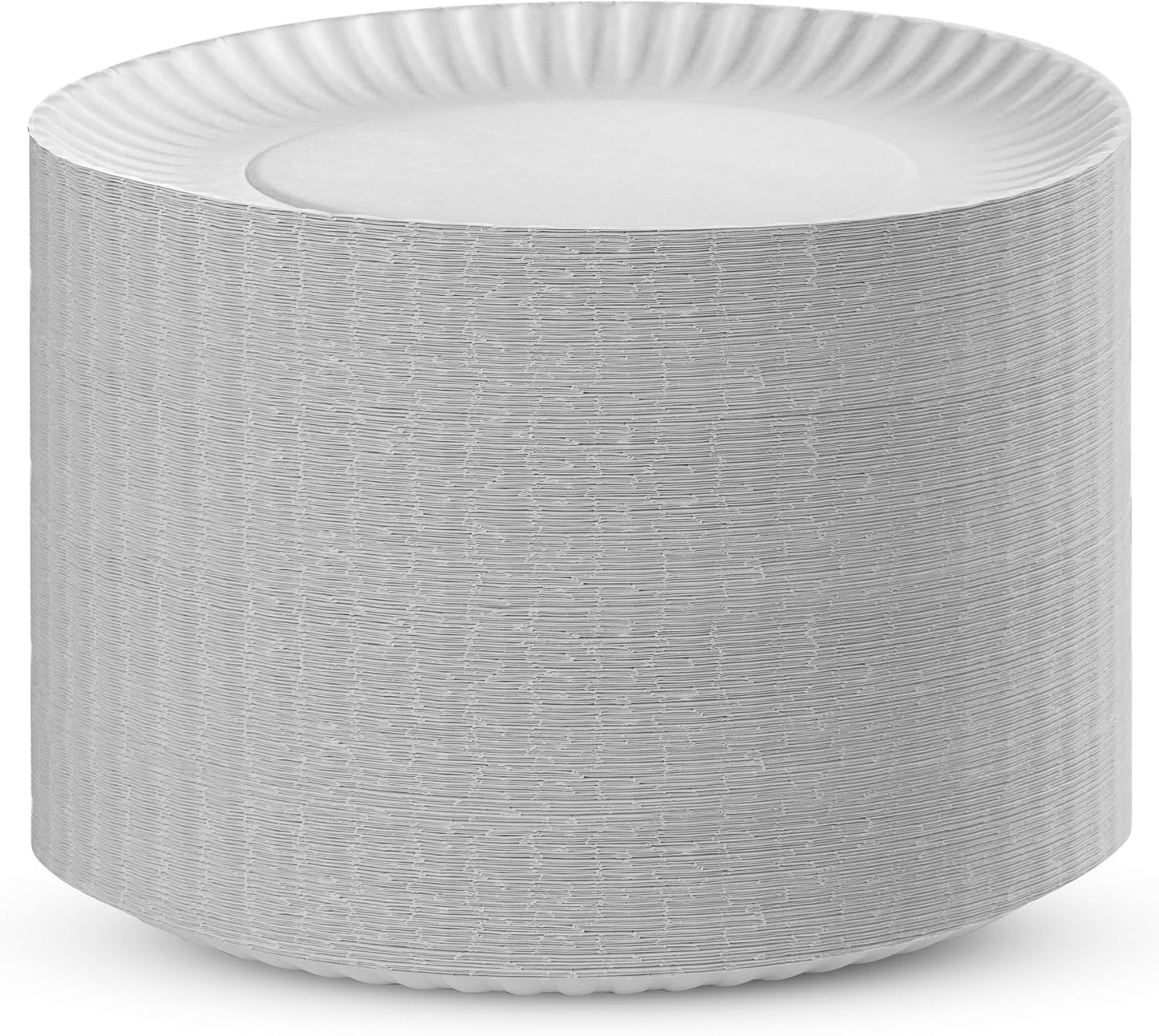 Munfix 500 Pack Uncoated Paper Plates 9 Inch, Everyday Disposable Plates, White Dinner Plates for BBQ Party, Picnics, Travel and Events, Microwavable Recyclable