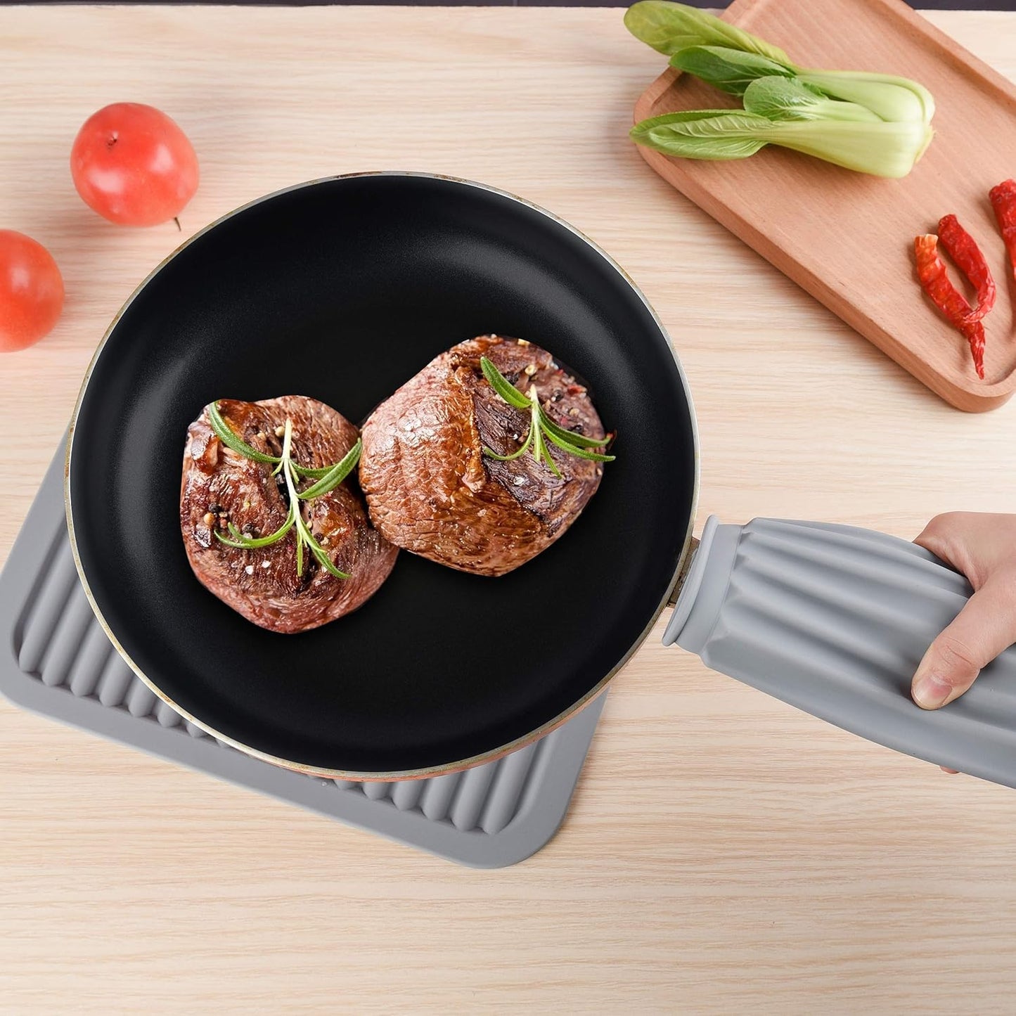 Silicone Trivets for Hot Dishes, Trivet Mat-Hot Pads for Kitchen-Versatile Trivet Mat for Hot Pots&Pans-Heat Resistant Mats for Counter&Table, Pot Holders-Dishes Drying Mat (9x12) Pack 2 Red