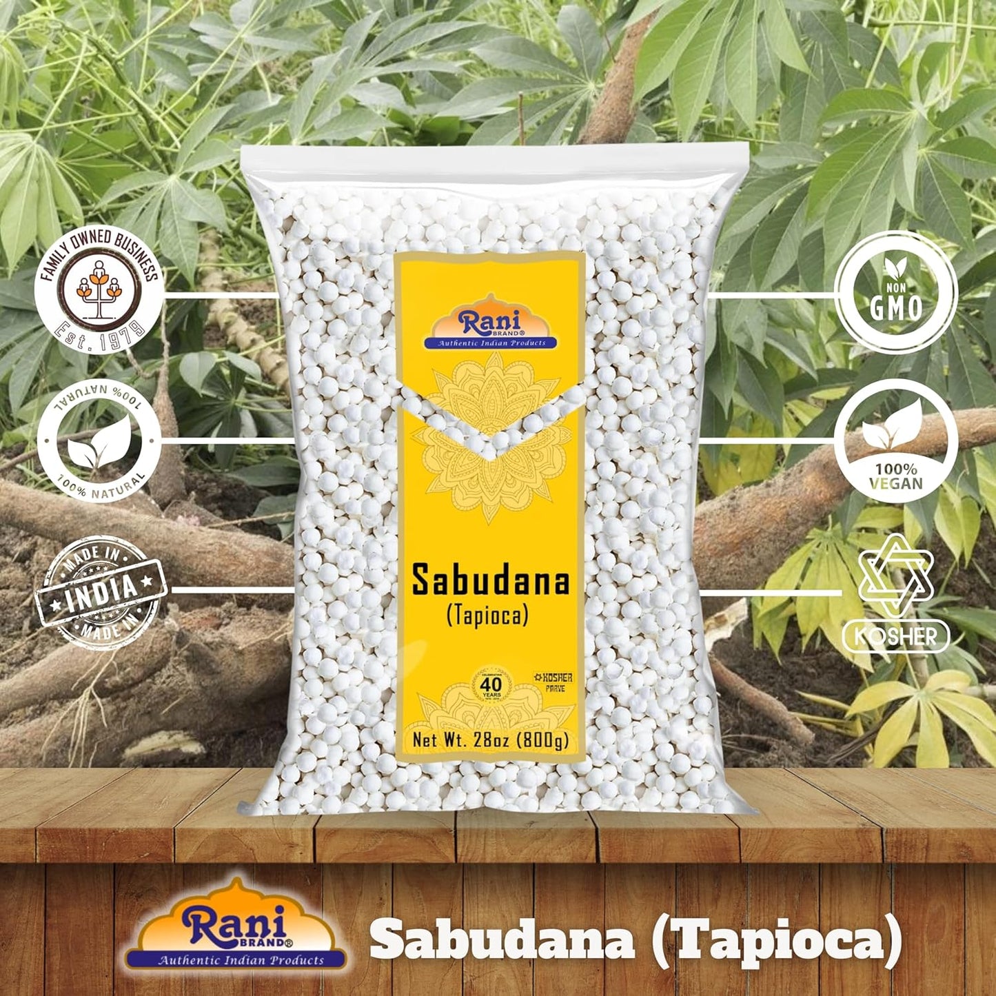 Rani Sabudana (Tapioca/Sago) Pearls 28oz (800g) ~ All Natural | Vegan | No Colors | NON-GMO | Indian Origin