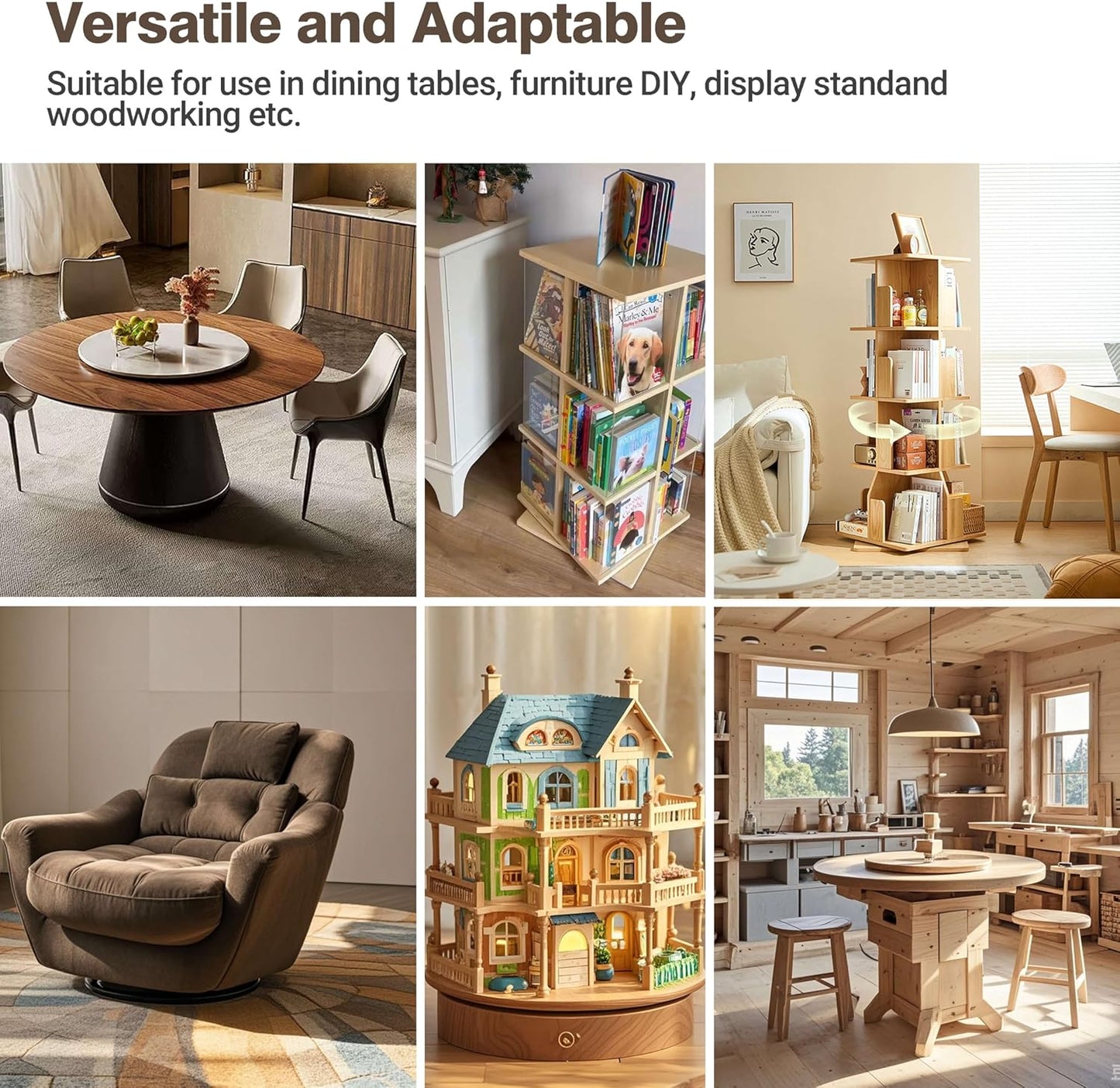 20 Inch Lazy Susan Aluminum Alloy Rotating Turntable Bearing, Non - Slip Metal Bearing Swivel Plate Hardware for Dining and Workbench,440 Pounds Capacity