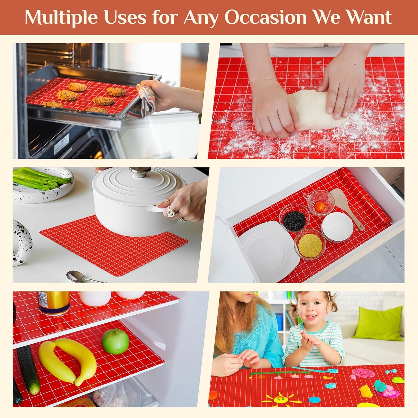 Silicone Baking Mat, 12 IN x 6 FT Free Cutting Baking Sheet,Non-Stick Reusable Dough & Pastry Mat,Non-Slip Silicone Mat Roll for Air Fryer Liner,Freeze Dryer,Oven Baking Pan,Kitchen Counter