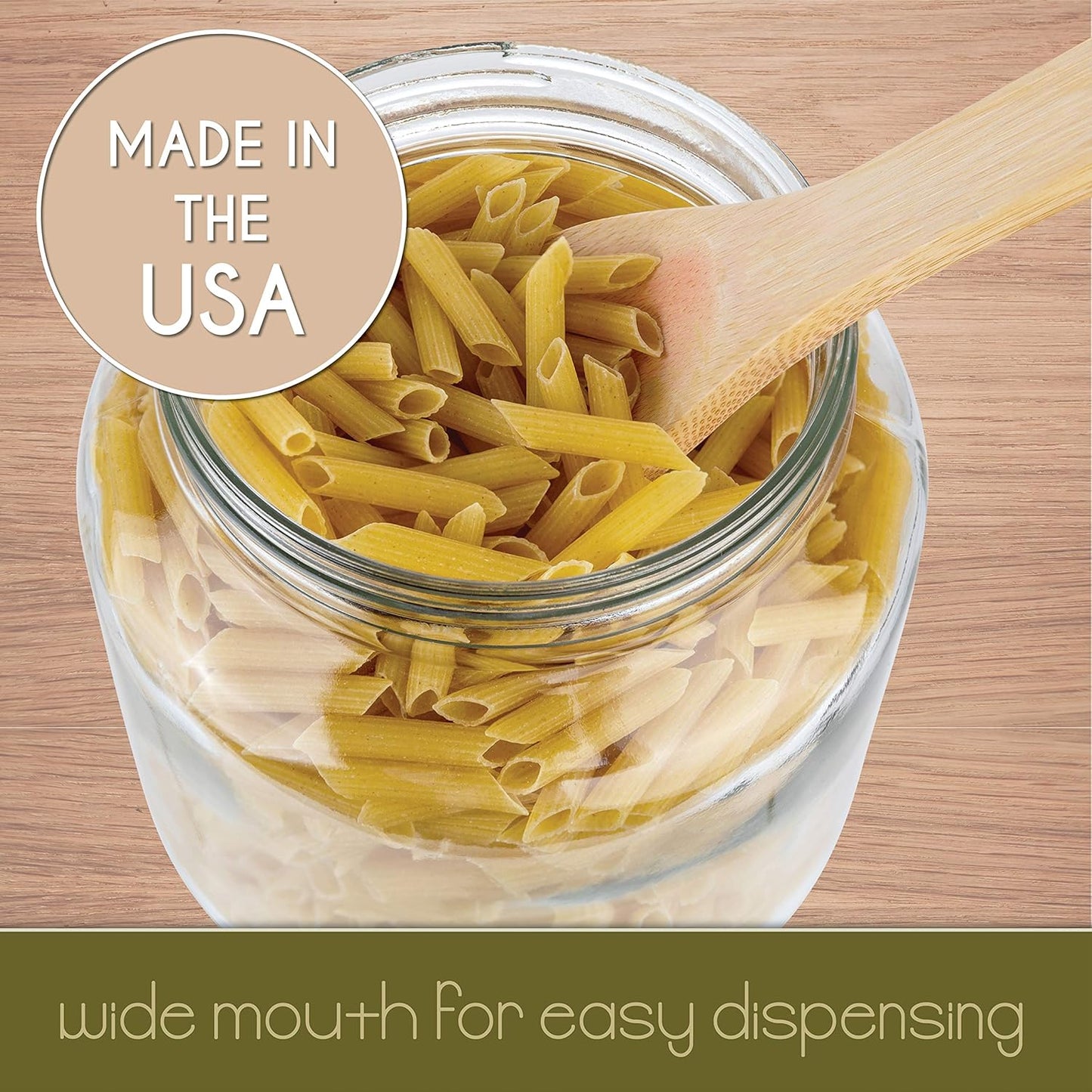 kitchentoolz Half Gallon Mason Jar Wide Mouth with Airtight Metal Lid - Safe for Fermenting Kombucha Kefir - Curing Pickling, Storing and Canning - BPA-Free Dishwasher Safe (Gold Lid, 4)