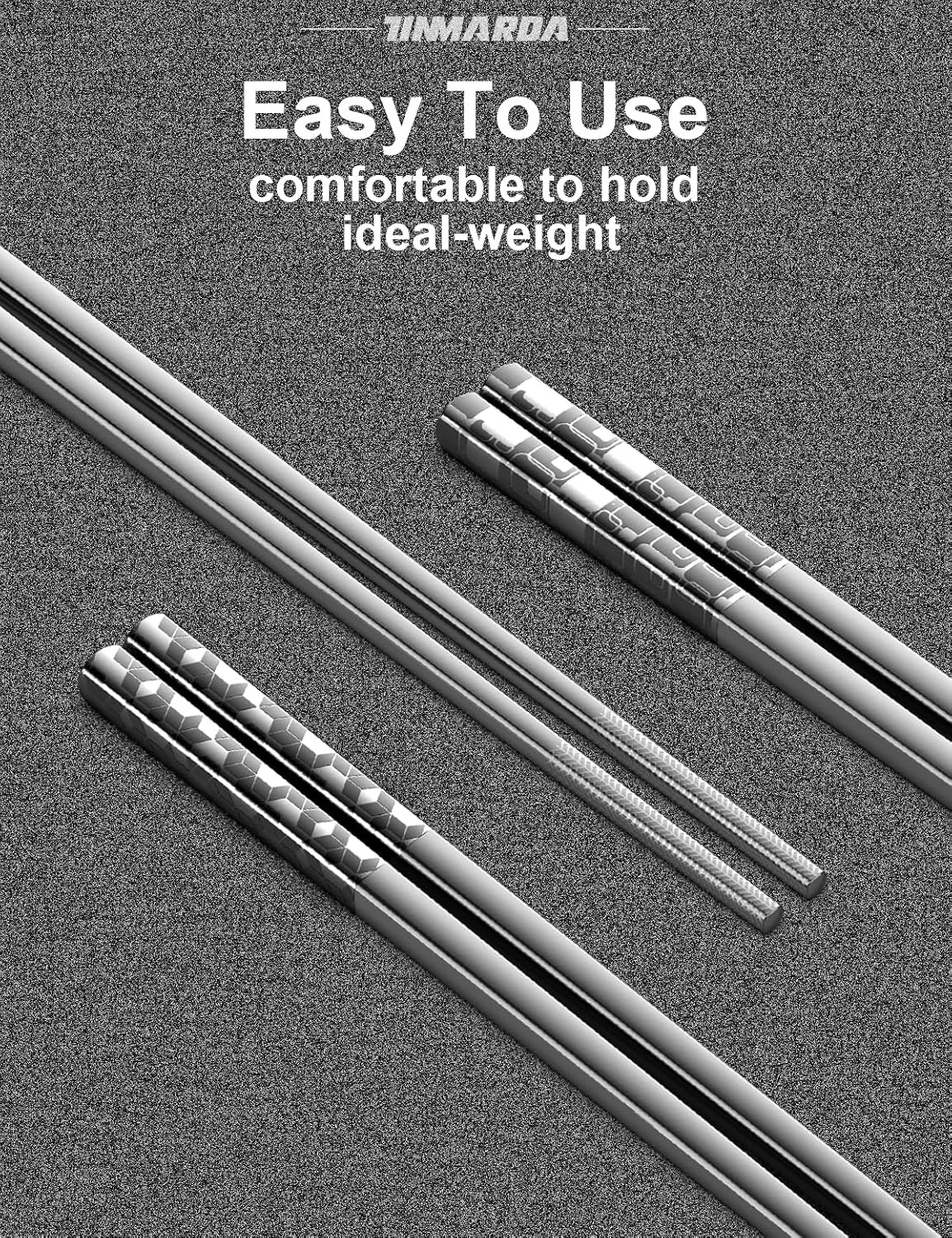 Metal Chopsticks Reusable 18/8 Stainless Steel Chopstick Sleek Engraving Patterns Chop Sticks Reusable Dishwasher Safe Non-Slip Japanese Korean ChopStick 5 Pairs Present Set