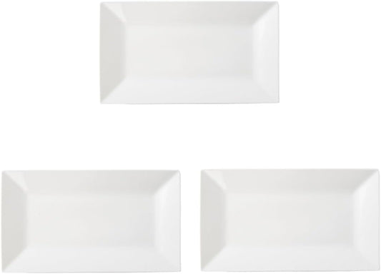 Porlien 12-inch White Porcelain Serving Platters for Party, Wedding and Entertaining, Rectangular Serving Plates Set of 3, Serving Tray for Dinner, Appetizers and Desserts