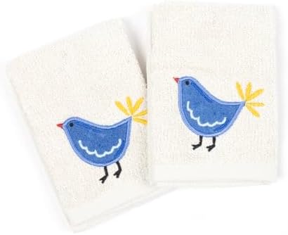 MUkitchen Cotton Dish Cloth Set with Scrubber, 12x12 in, 2 Pack (Blue Bird)