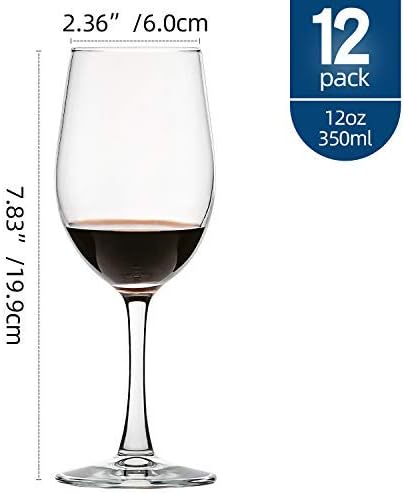 UMI UMIZILI 12 Ounce - Set of 12, Classic Durable Red/White Wine Glasses For Party
