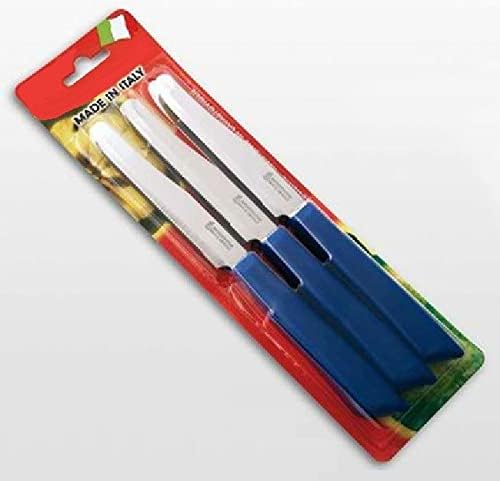 Tredoni 6 kitchen Knives - 4.3"/11cm Italian Stainless Steel Serrated Vegetable/Steak/Table Knife Cutlery, Rounded Tip (Orange)