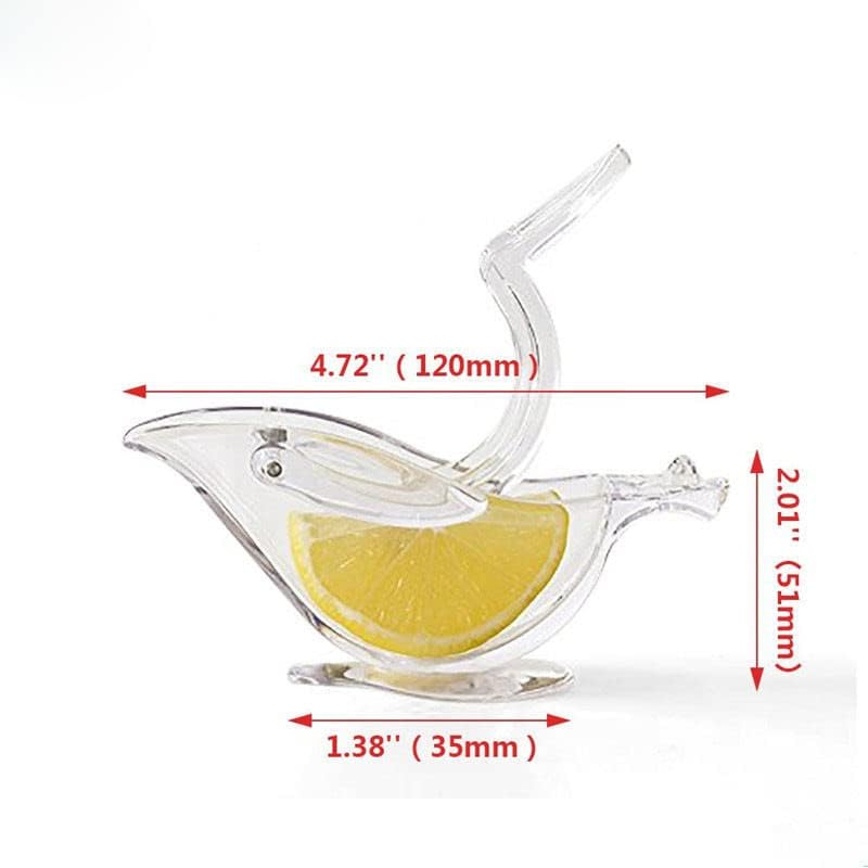 New Acrylic Manual Lemon Slice Squeezer, Portable Transparent Fruit Juicer, Elegance Bird Shape, Hand Juicer for Orange Lemon Lime Pomegranate (4Pcs) (2Pcs)