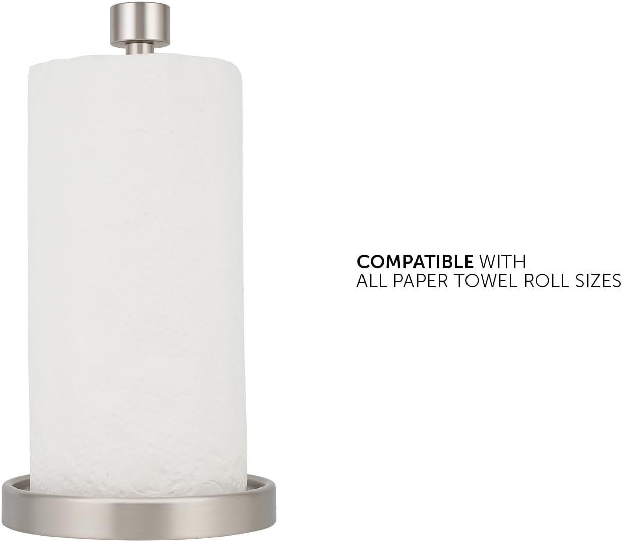 Ivilon Countertop Paper Towel Holder - Modern End Cap Minimalist Design - Color Brushed Nickel