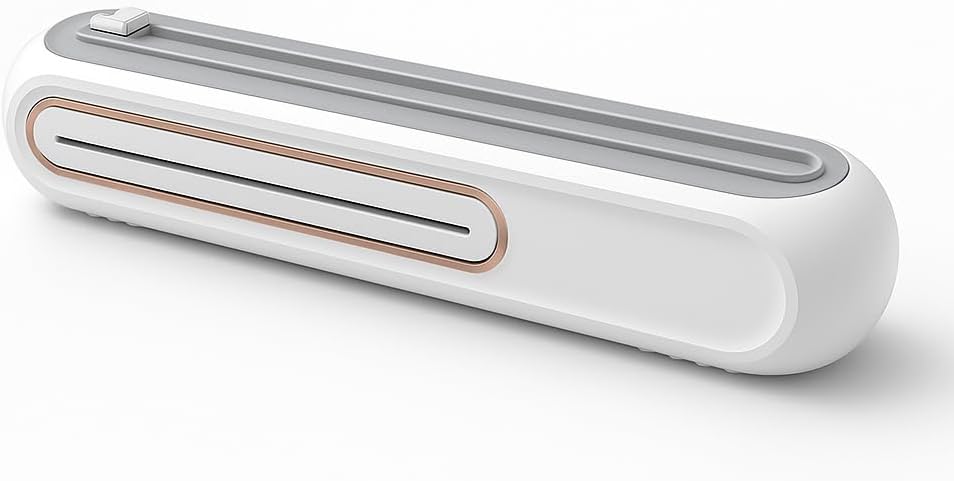 Food Plastic Wrap Dispenser – Refillable ABS Plastic Wrap Dispenser with Safe Slide Cutter – Compact Cling Film, Foil & Baking Paper Easy-Cut Organizer for Fresh Food Storage- Fit 30cm roll