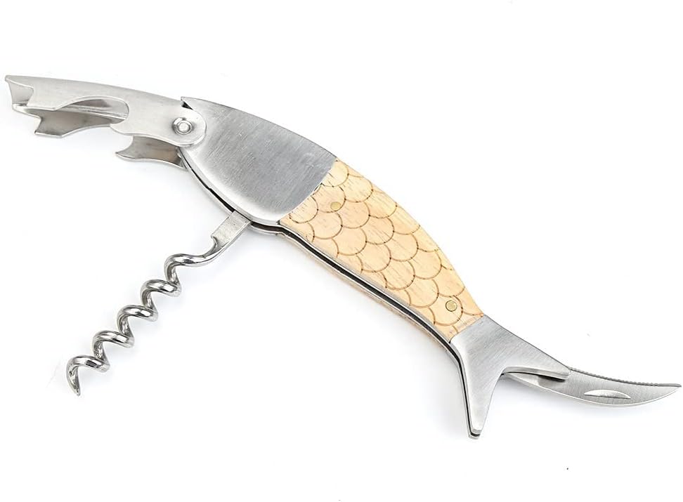 Unique Fish Corkscrew, Professional Waiters Corkscrew Wine Key Bottle Opener,Manual Wine Key for Servers, Waiters, Bartenders and Home Use