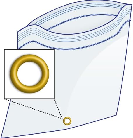 GPI - 5.5" x 9" Reclosable Zip Bags with Bottom Hang-hole & Pre-inserted 12" Twist-tie. 4 Mil Heavy-duty Resealable Zipper Baggy with Grommet/Metal Eyelet for Hanging (Insert Size 5x7.5) 1000 Pack