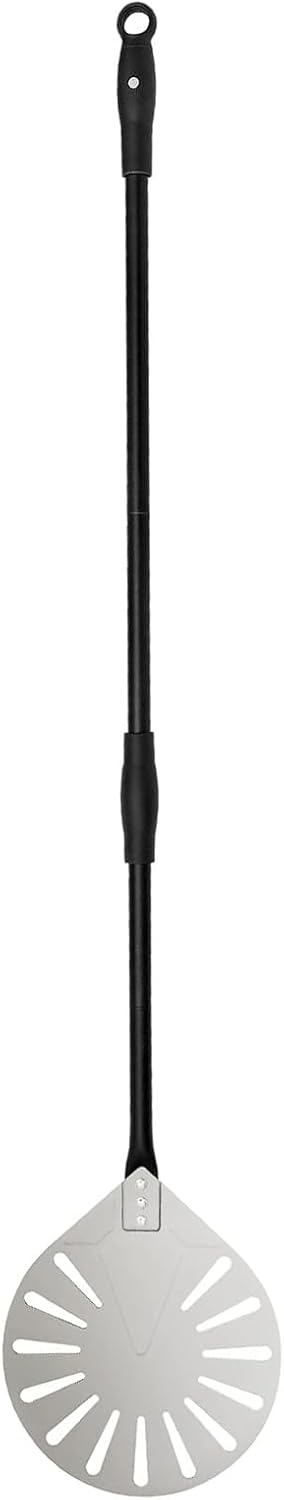 G.a HOMEFAVOR 9" x 10" Perforated Pizza Peel 47 Inch overall, Rectangular Aluminum Pizza Turning Peel with Extended Silcone Handle for Baking Pizza Brick Oven