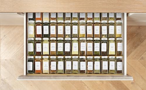Spice Drawer Organzier,4 Tiers Bamboo Spice Rack Tray Insert for Cabinet Drawer Countertop, Kitchen Seasoning Storage Drawer Organization,14.57" Wide x 15.8" Deep （Hold UP To 32 Jars