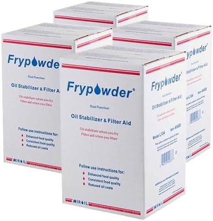 MirOil L112 Fry Powder Oil Stabilizer and Filter Aid, 4 x 4 Gallons of L104 (16 Gallons) Fry Powder, Deep Fryer Oil Saver, Extends Cooking Grease Life & Remove Carbon Deposit, Fryer Grease Contaminant
