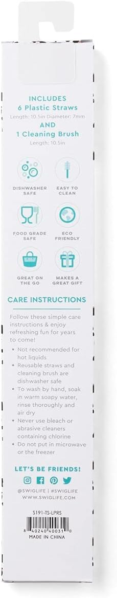 Swig Life Reusable Straws Luxy Leopard + Blush Reusable Straw Set + Cleaning Brush, Each Straw is 10.25 inch Long (Fits Swig Life 20oz Tumblers, 22oz, and 32oz Tumblers)