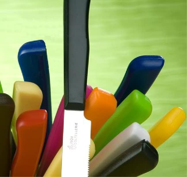 Tredoni 6 kitchen Knives - 4.3"/11cm Italian Stainless Steel Serrated Vegetable/Steak/Table Knife Cutlery, Rounded Tip (White)