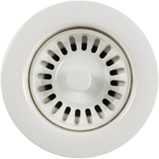 Houzer 190-9261 - 3-1/2 Inch Polar White Kitchen Sink Basket Strainer, Durable Food Catcher Stopper for Metal Kitchen Sink, Ideal for Filtering Waste and Preventing Clogs