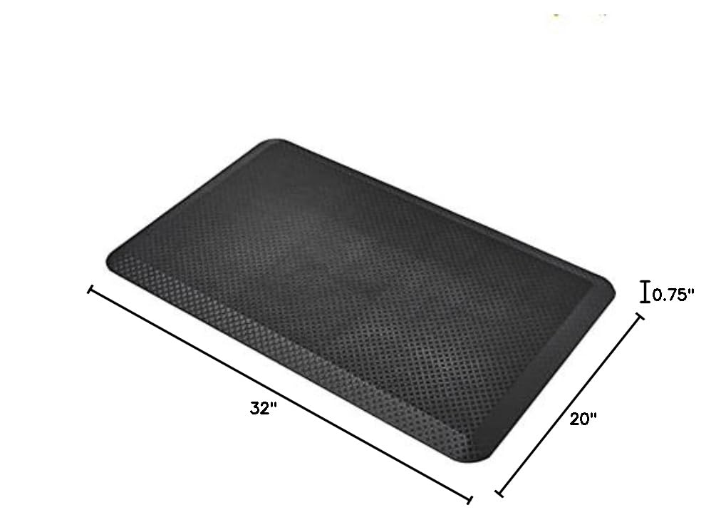 Amazon Basics 3/4" Rectangular Durable Anti-Fatigue Ergo Comfort Standing Mat, 32x20, Black (Previously AmazonCommercial brand)