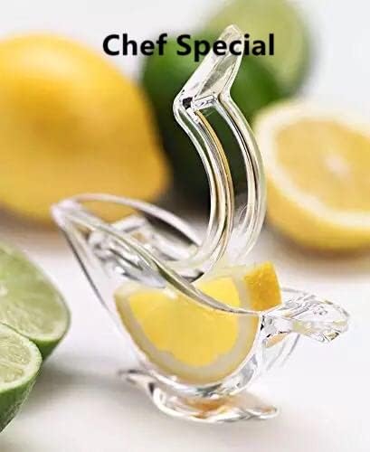New Acrylic Manual Lemon Slice Squeezer, Portable Transparent Fruit Juicer, Elegance Bird Shape, Hand Juicer for Orange Lemon Lime Pomegranate (4Pcs) (2Pcs)